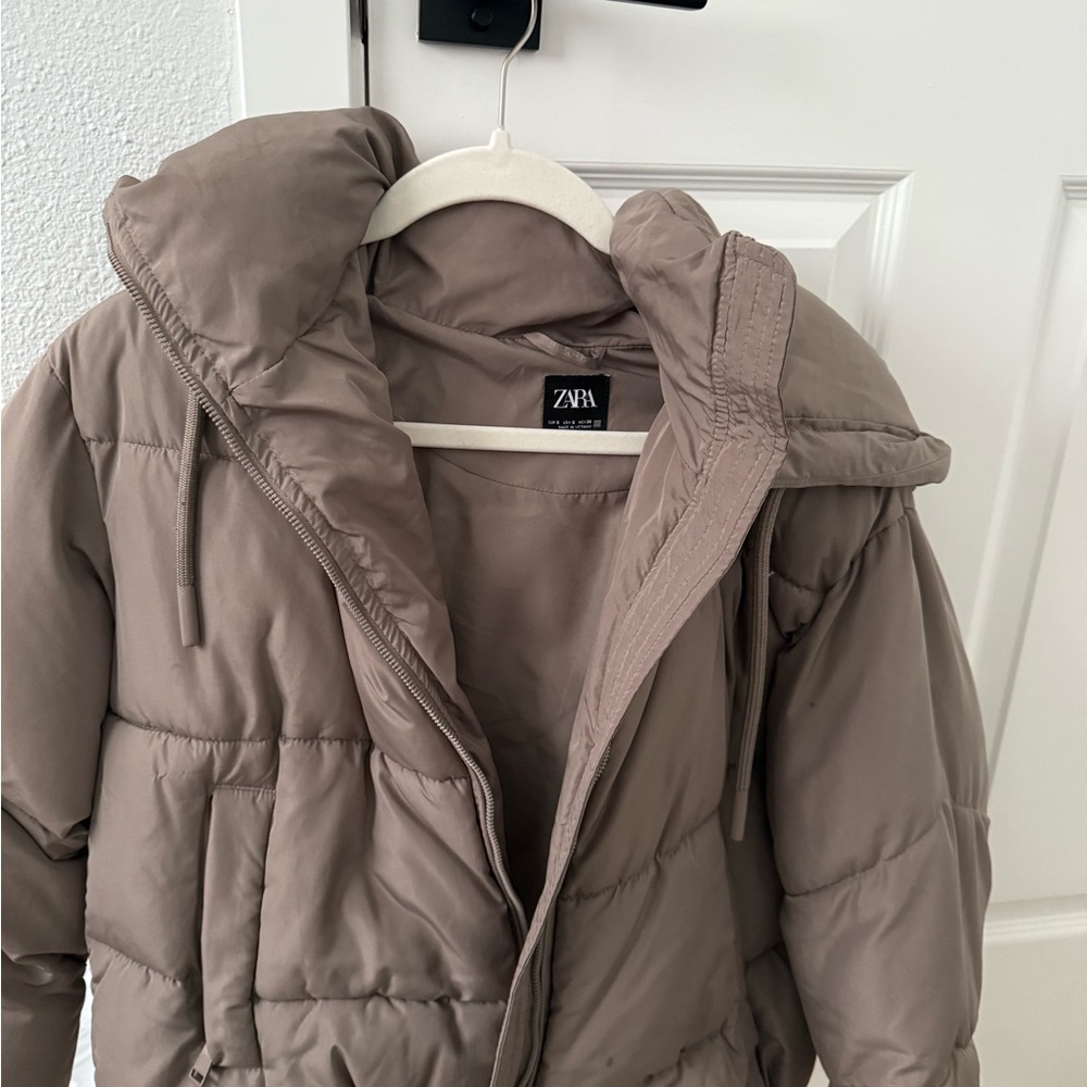 Zara Taupe Puffer Jacket